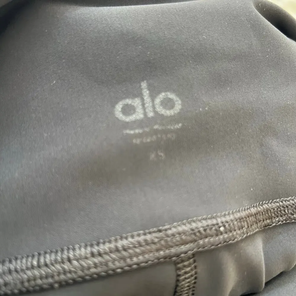 Alo Yoga Ripped Warrior Leggings, Black, Airbrush Knit, High Waist Laser-Cut Fit